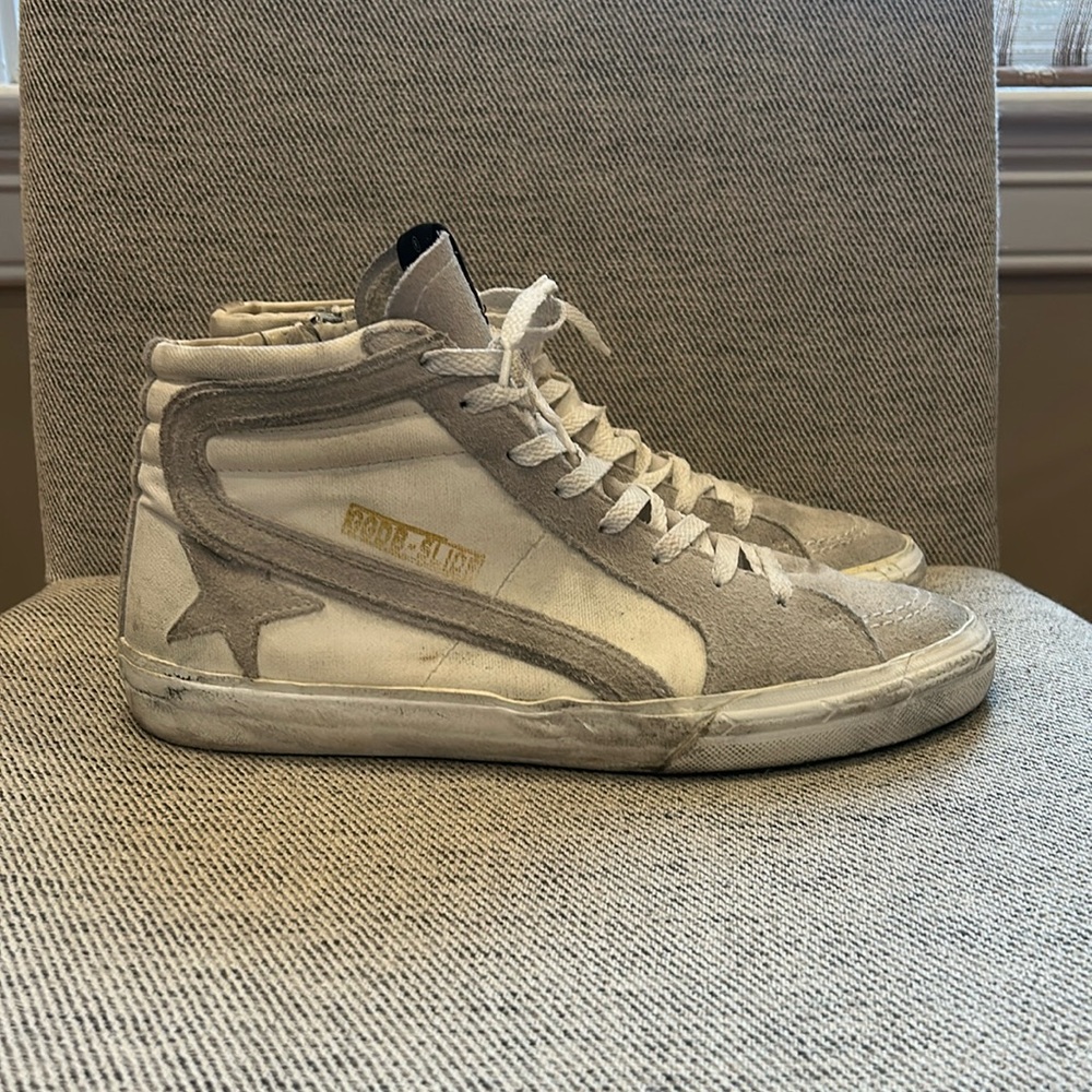 Golden Goose Slide in White Canvas Size 43